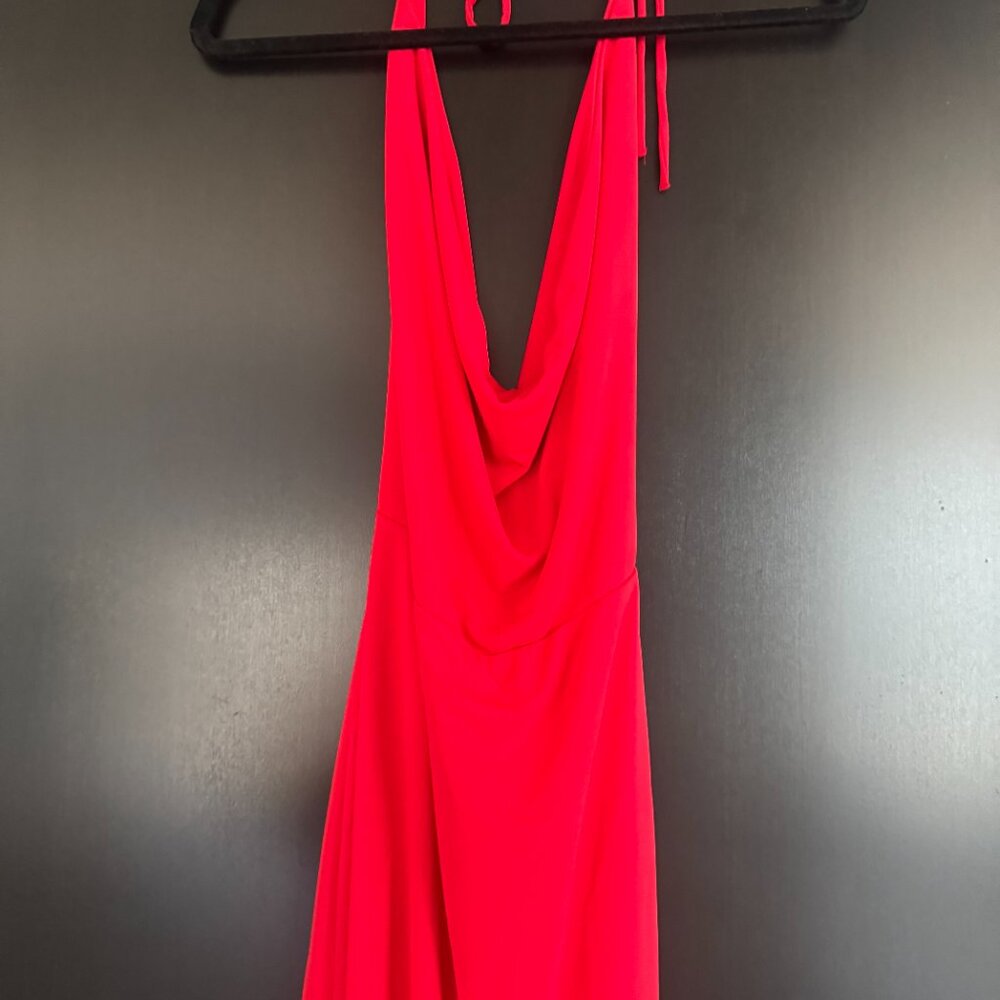 RED ZARA DRAPED HALTER MAXI DRESS SMALL - Picture 7 of 8